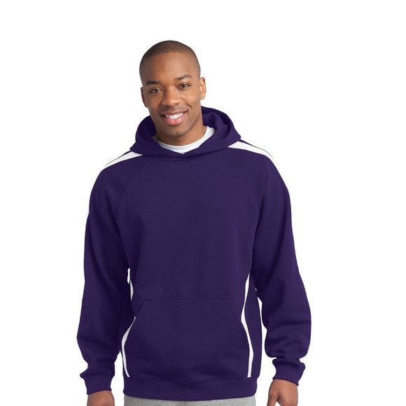 Sport-Tek Tall Sleeve Stripe Pullover Hooded Sweatshirt. - TST265 - Purple/ Wht - Picture 1 of 3